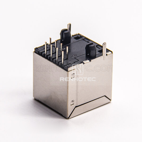 RJ45 Shielded Coupler Straight 1*1 Port Modular Connector DIP Type for PCB Mount