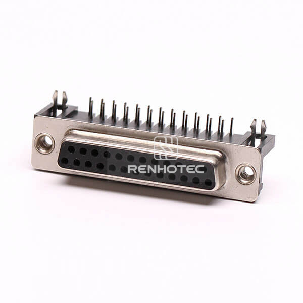 25 Pin D-SUB Female Right Angle Staking Type for PCB Mount Connector