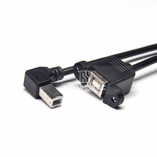USB Type B OTG Cable Right Angle Male to Female Connector