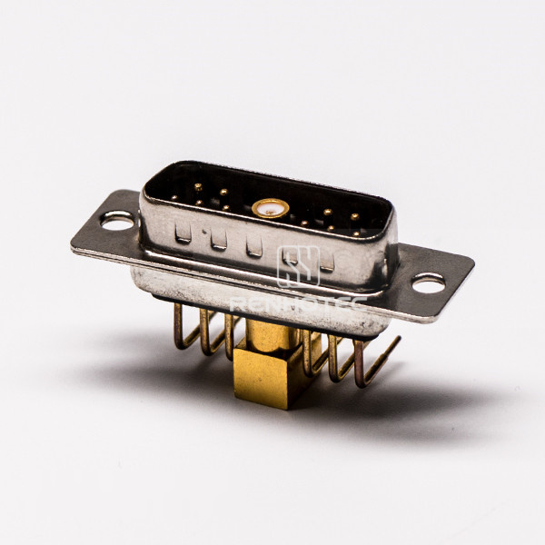Right Angle Coaxial D-SUB Male Solder Type with Staking for PCB Mount