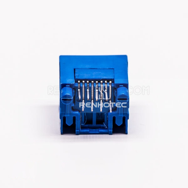 8P RJ45 Connector 180 Degree Connector 1 Port Blue Unshield Without LED