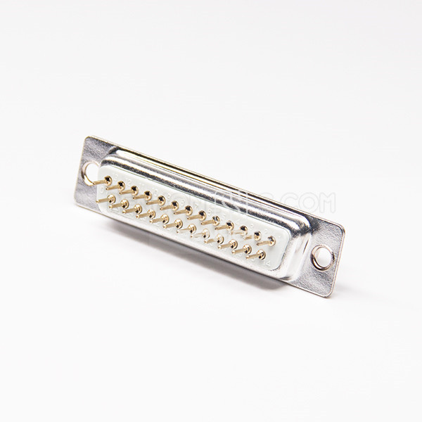 D-SUB 25 pin White insulator Male Stamped Pin Straight Through Hole Connectors