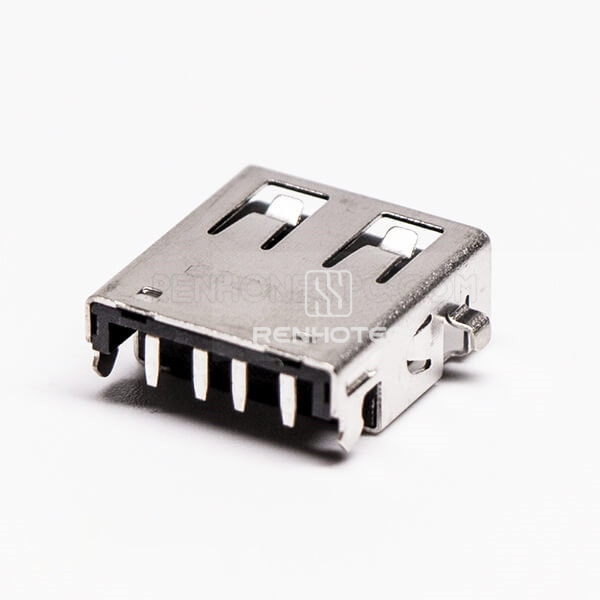 SMT Female 90 Degree USB2.0 Offest Type Through Hole