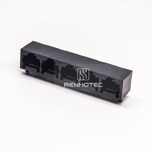 RJ45 5 Port Unshielded Jack Plastic without LED Right Angle 8P8C