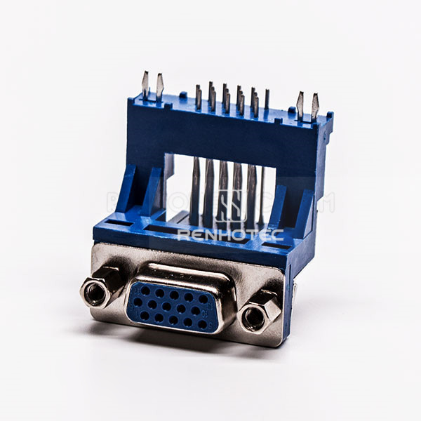 D-SUB 15 pin Staking Blue Female Right Angle Elevated Through Hole for PCB Mount