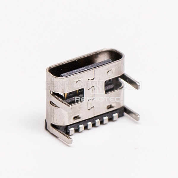 Right Angle USB Type C Female SMT Through Hole