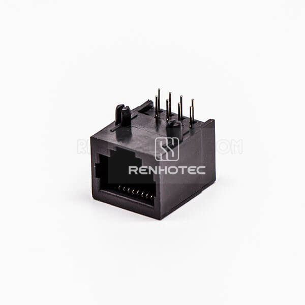 RJ45 90 Degree Connector 1 Port 8P8C Female Black Gold Plated Unshield Without LED