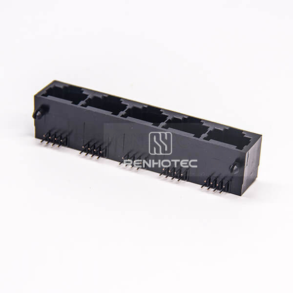 RJ45 5 Port Unshielded Jack Plastic without LED Right Angle 8P8C
