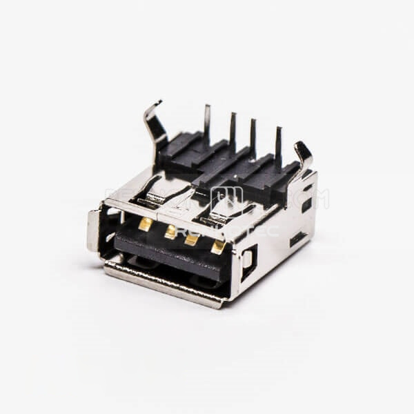 Black USB 2.0 Right Angle Female Type A DIP for PCB Mount