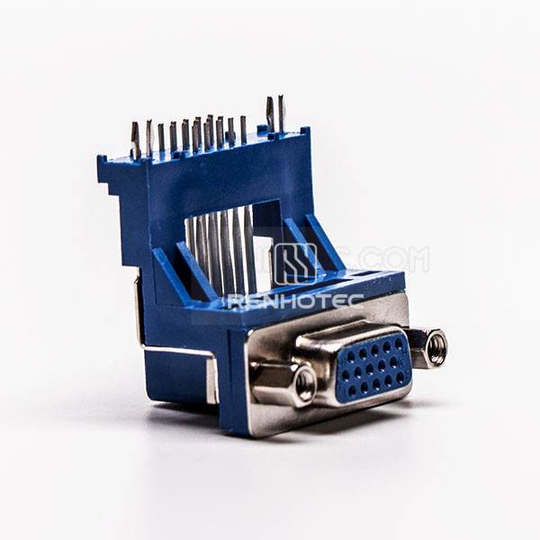 D-SUB 15 pin Staking Blue Female Right Angle Elevated Through Hole for PCB Mount