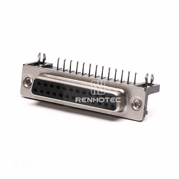 25 Pin D-SUB Female Right Angle Staking Type for PCB Mount Connector