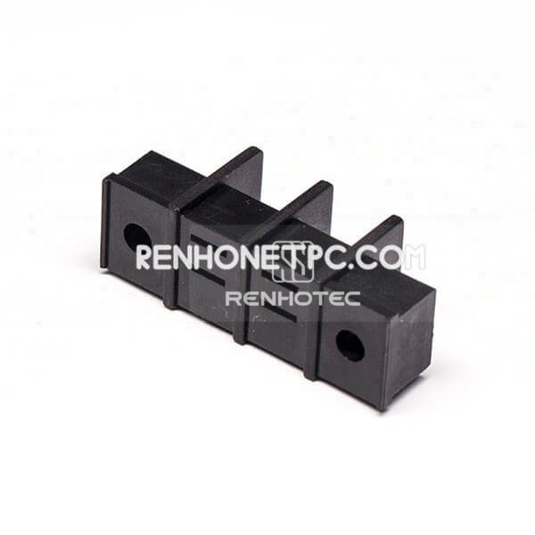 Straight Terminal Connector Black 2 holes Flange Connector for Panel Mount