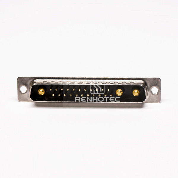 D-SUB 25W3 Connector Male Solder Type 180° High Current for Cable with Staking