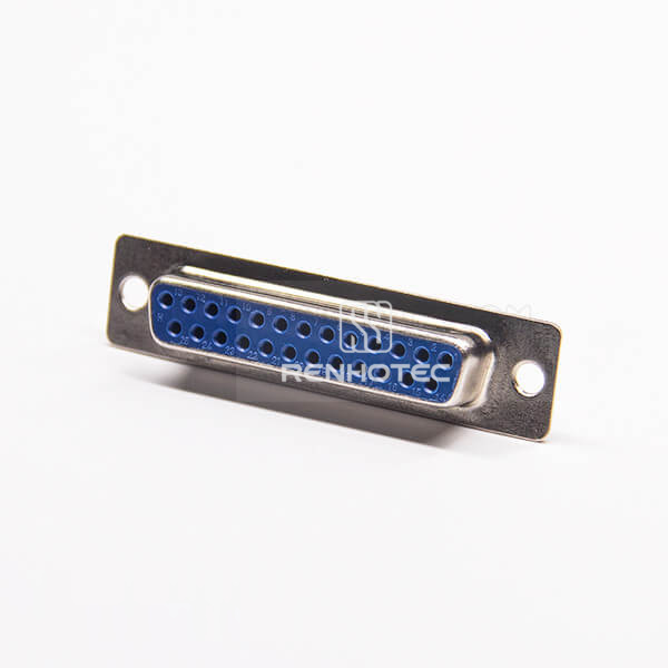 25 Pin D-SUB Connector Receptacle 2 Rows Single 180°Machined Silver Solder Cup Shell Panel Mount