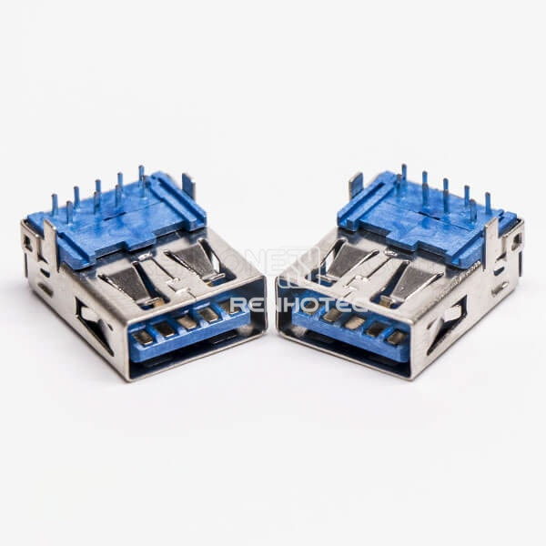 Type A USB 3.0 Jack Female Right Angle Blue DIP Through Hole