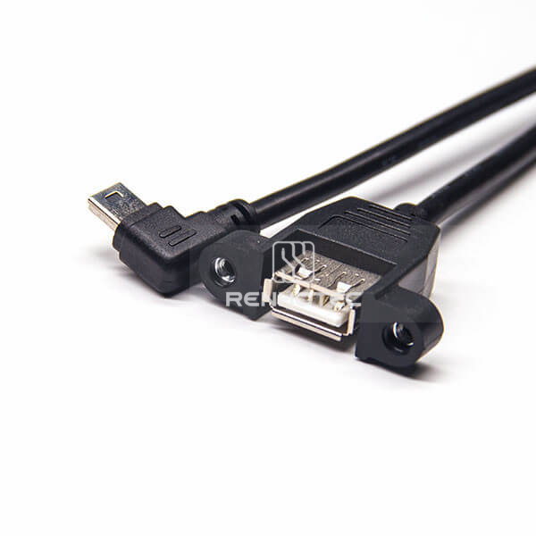 Cable Mini USB Left Angle Male to USB Type A Female 180 Degree OTG Cable