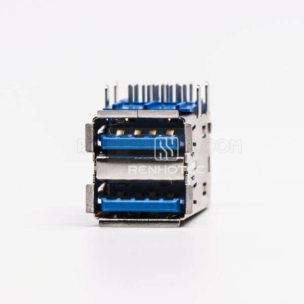 Right Angle usb3.0 Type A Dual Port Female Through Hole