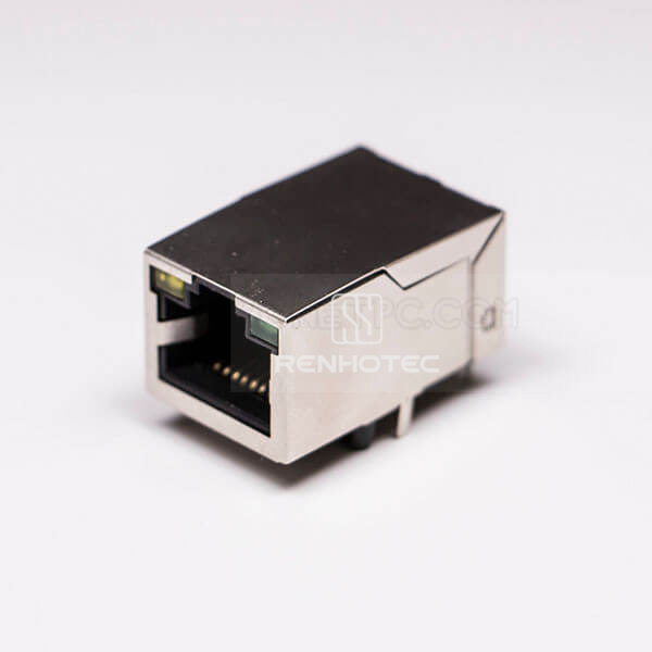 RJ45 Female Connectors 8P8C 180 Degree with LED and Shield