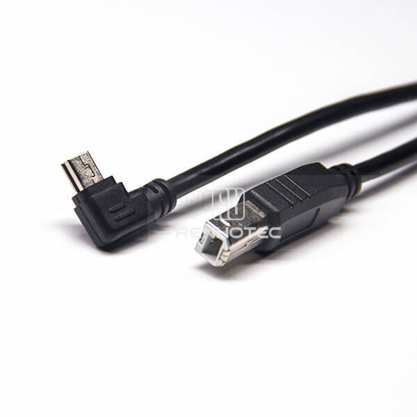 USB Mini Male Right Angle to USB B Straight Male