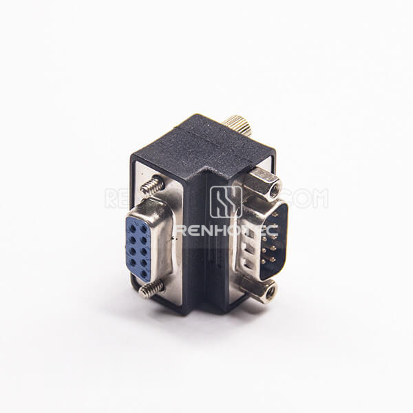 D-SUB Right Angle Adapter 9 Pin Male To 9 Pin Female Standard D-SUB