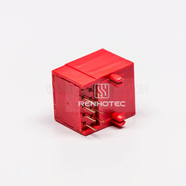 RJ45 Female Jack 90 Degree Connector Red 1 Port 8P8C Unshield Without LED