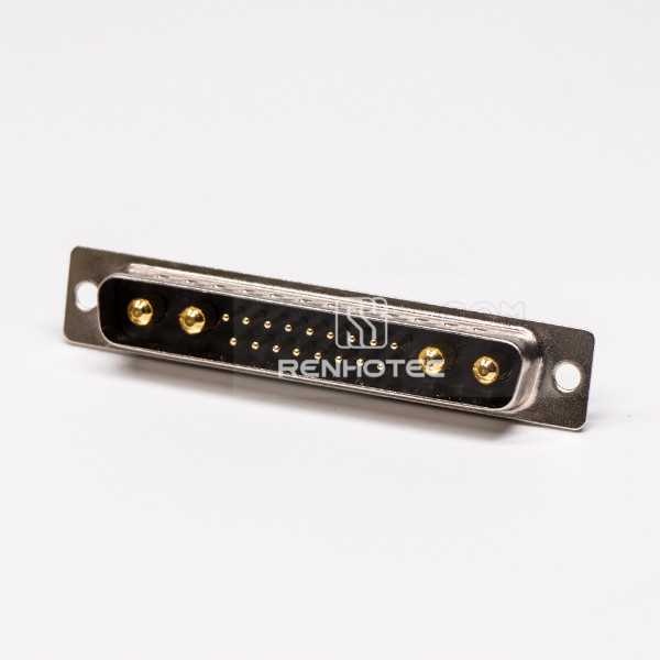 Male D-SUB Connector Power 21W4 180° Solder Type for Cable with Staking