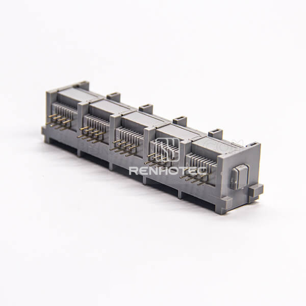 RJ45 5 Port Socket Connector Right Angle DIP Type Without LED
