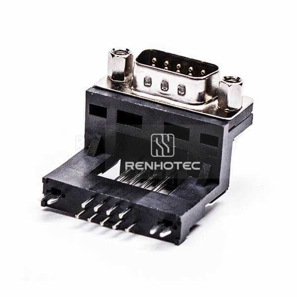 D-SUB 9 Pin Male Solder 90 Degree Through Hole Elevated socket for PCB