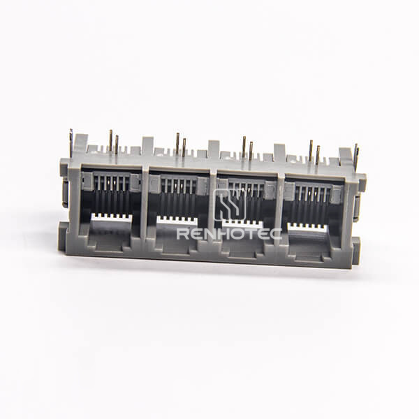 6P2C RJ11 4 Port Netword Modular Connector Right Angle Unshielded Without LED