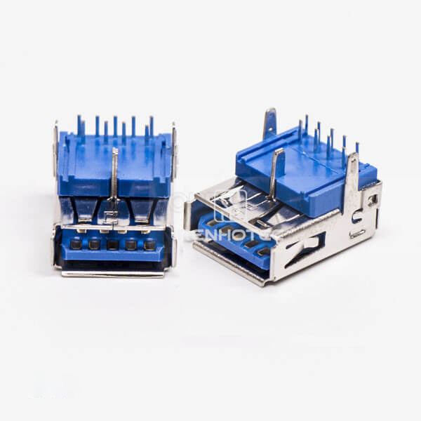 USB 3.0 Port Female Right Angle Blue Through Hole for PCB Mount