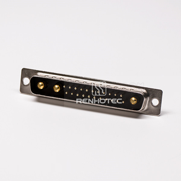 D-SUB 25W3 Connector Male Solder Type 180° High Current for Cable with Staking