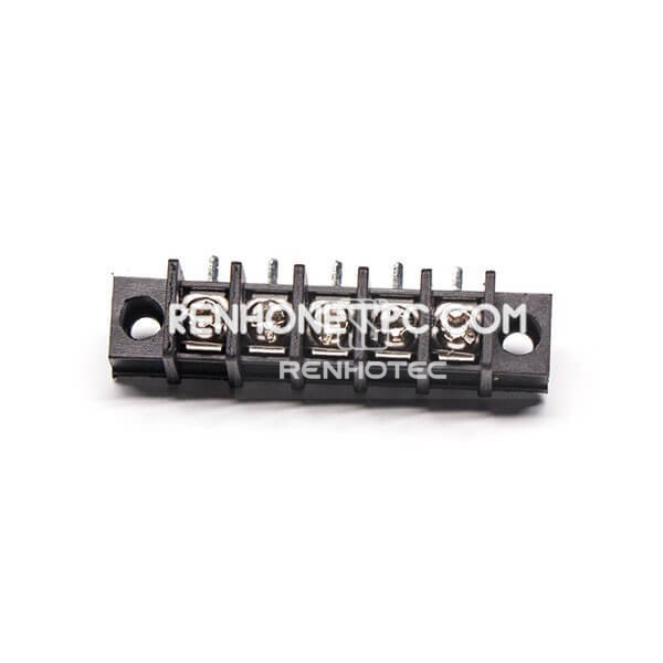 Barrier Strip Terminal Block 5pin Right Angle Black 2 holes PCB Mount