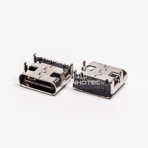 90 Degree USB Type C Female SMT Through Hole for PCB Mount