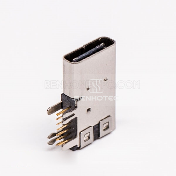 Through Hole USB Type C Female 90 Degree Flag Type