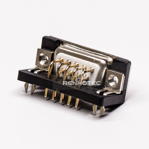 D-SUB 9 Pin Connector Female Right Angle Harpoon Through Hole for PCB Mount