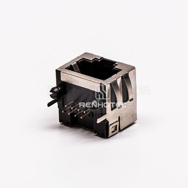 RJ45 Connector Female 90 Degree 8P8C with Shield and without LED