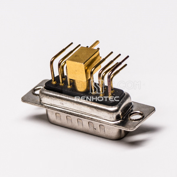 Right Angle Coaxial D-SUB Male Solder Type with Staking for PCB Mount