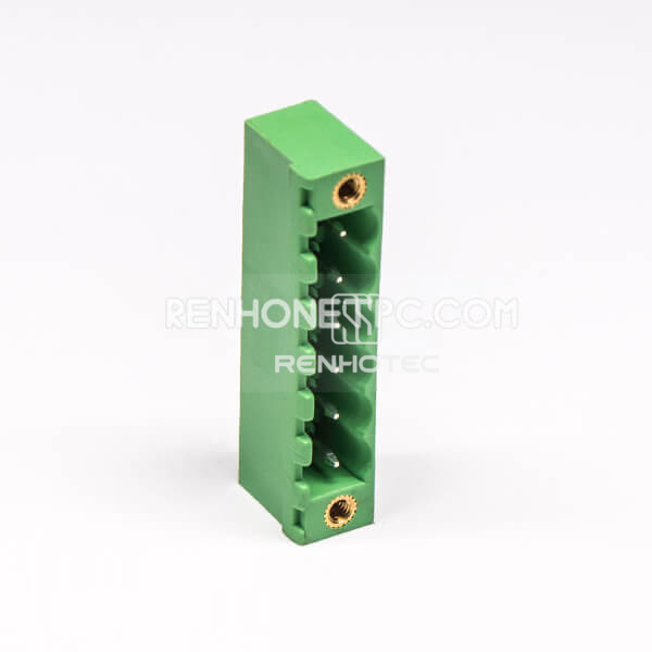 Terminal Block Connector Pluggable 6 Pin Right Angle Through Hole for PCB Mount