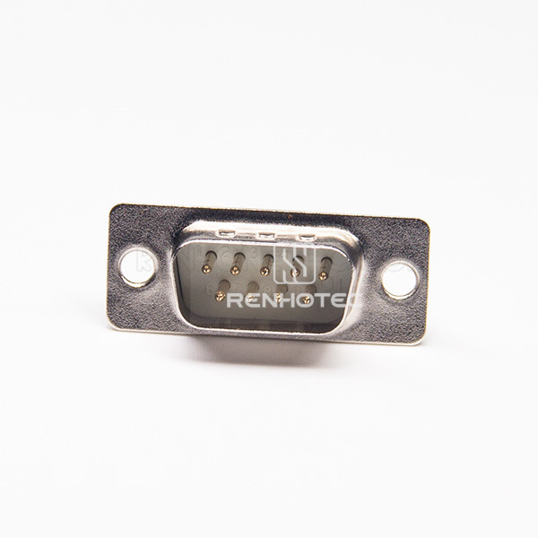 D-SUB 9 Pos White insulator Male Stamped Pin Straight Through Hole Connectors