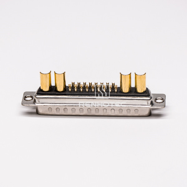 Male D-SUB Connector Power 21W4 180° Solder Type for Cable with Staking