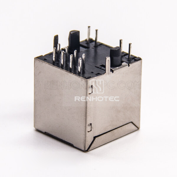RJ45 Jack with LED Modular Connector 180 Degree Through Hole PCB Mount
