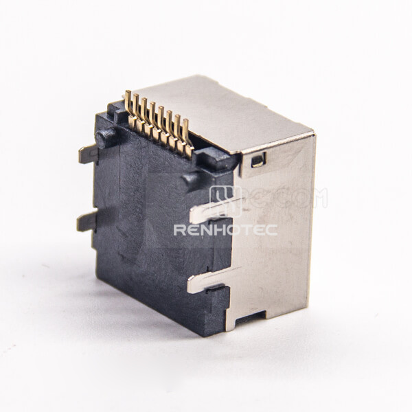 RJ45 PCB 90 Degree Female Connector Shielded without LED SMT