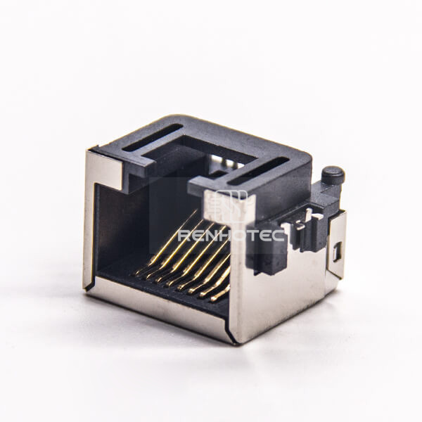 RJ45 Connectors Socket Right Angle Shielded Without LED Offset Type SMT for PCB Mount