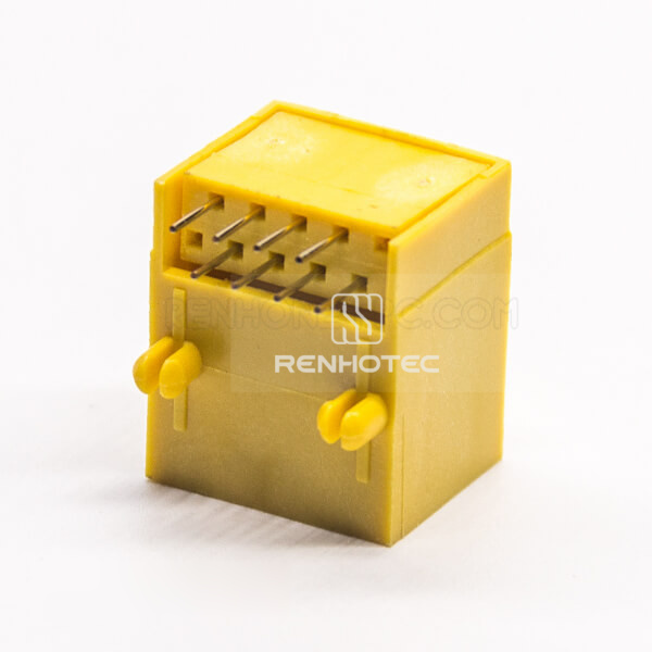 RJ45 Unshielded Connector PCB Mount Yellow Plastic Shell Through Hole