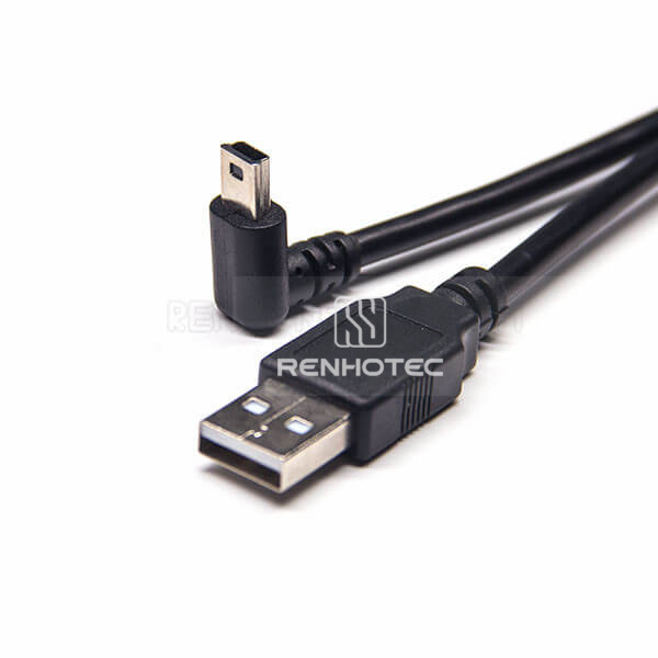 Right Angle Mini USB Extension Cable 1M to 2.0 A Male