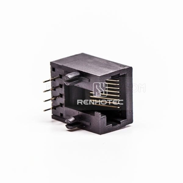 RJ45 Female socket 90 Degree 1 Port Black 90° Unshield Without LED for PCB Mount