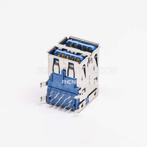 Dual Port Fast USB 3.0 Type A Female DIP Through Hole