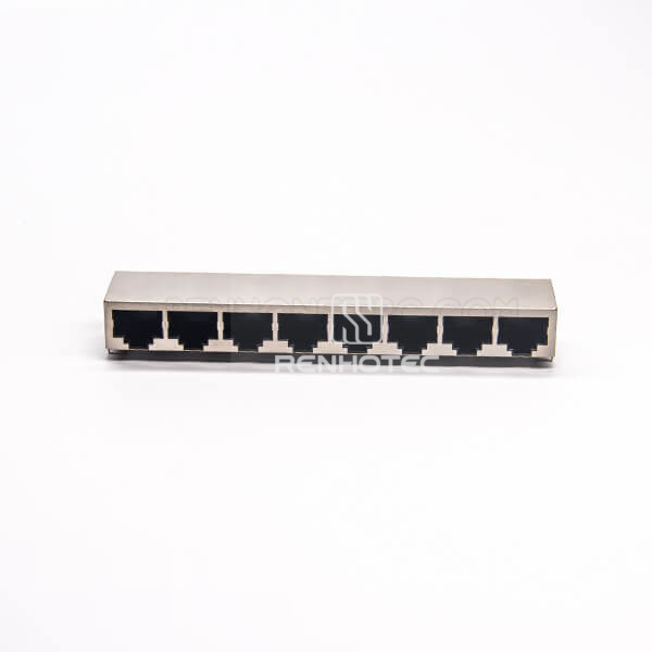 RJ45 8 Port Connector Angled Multiple Port Jack 8p8c Shielded for PCB Mount