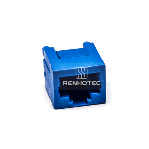 8P RJ45 Connector 180 Degree Connector 1 Port Blue Unshield Without LED