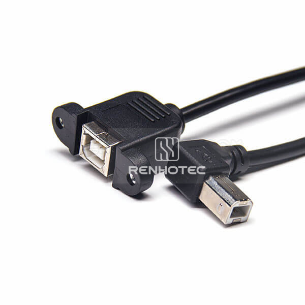 USB B Female Connector to Type B Male Left Angle for OTG Cable